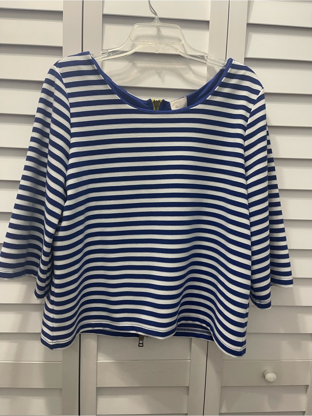 Anthropolgie Postmark Genoa Blue and White Striped  Boatneck Top Size L